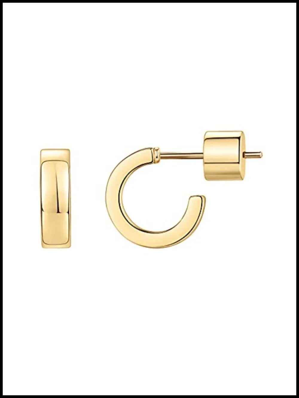 14K Gold Plated Thin Square Edge Open Hoop Earrings Hypoallergenic 925 Sterling